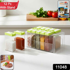Transparent Spice Rack with Stand – 12-Piece Modular Set