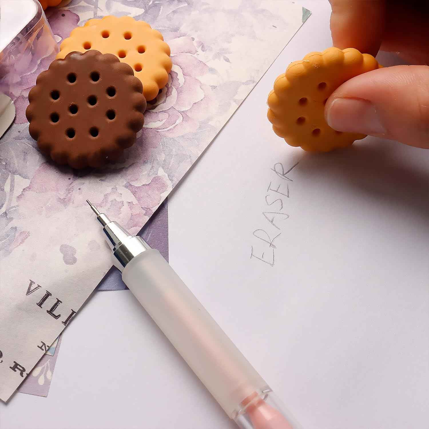 Biscuit Erasers – Fun Kids Stationery Set (6 Pcs) | Writezo