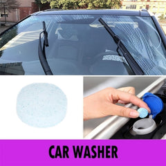 Effervescent tablets dissolving to clean car wiper blades