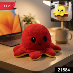 Soft reversible octopus plush toy for mood expression and comfort
