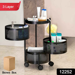 Kitchen Trolley with Wheels – Metal 3-Layer Organizer | Tidy Table