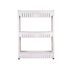 Diagram showing the dimensions of the slim storage rack for fitting into narrow spaces.