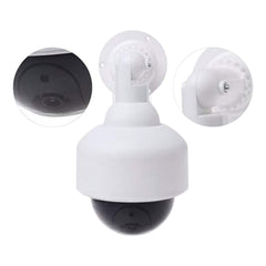 Detail of flashing red LED light on dummy CCTV camera by Safelix