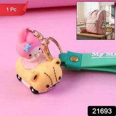 Cartoon Character Keychain – Cute Silicone Strap with Mini Toy Charm