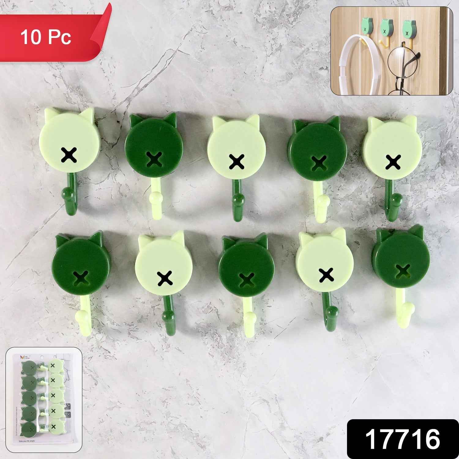 Self Adhesive Wall Hooks 10 Pc – Strong Hold, No Drilling