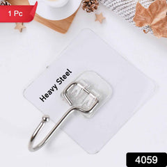 Transparent Stainless Steel Self Adhesive Wall Hook – Large, Heavy Duty | GlimmerHome