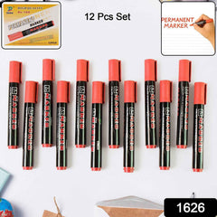Permanent Red Marker Pen Set – Vibrant Waterproof Ink, 12-Pack
