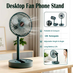 Rechargeable Desktop Table Fan – Portable Cooling With Phone Holder