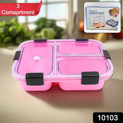 Insulated Lunch Box – 3 Compartment Plastic Tiffin | Lunchie Bunchie