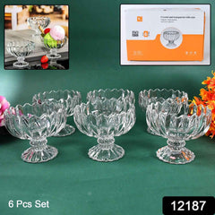 Glass Ice Cream Bowls – Set of 6 Clear Dessert Cups | Indo Glow