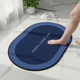 Non-Slip Oval Bath Mat – Super Absorbent Soft Velvet Surface