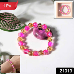 Crystal Beaded Stretch Bracelet – Elegant Dual-Tone Design