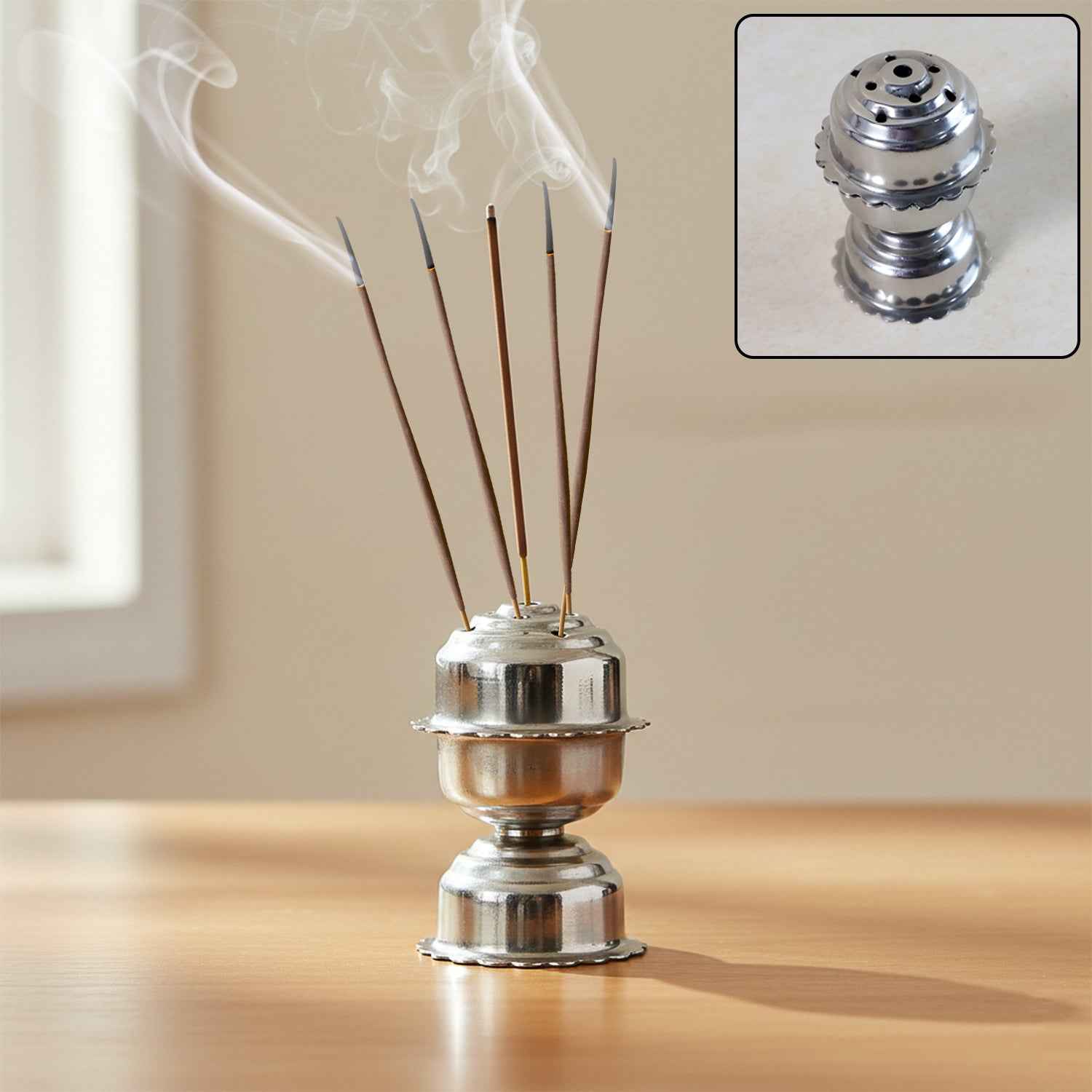 Stainless Steel Big Jasmine Agarbatti Stand – Multi-Stick Incense Holder