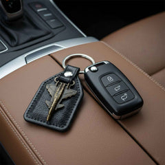 Aircraft Design Leather Finish Keychain – Stylish Durable Accessory