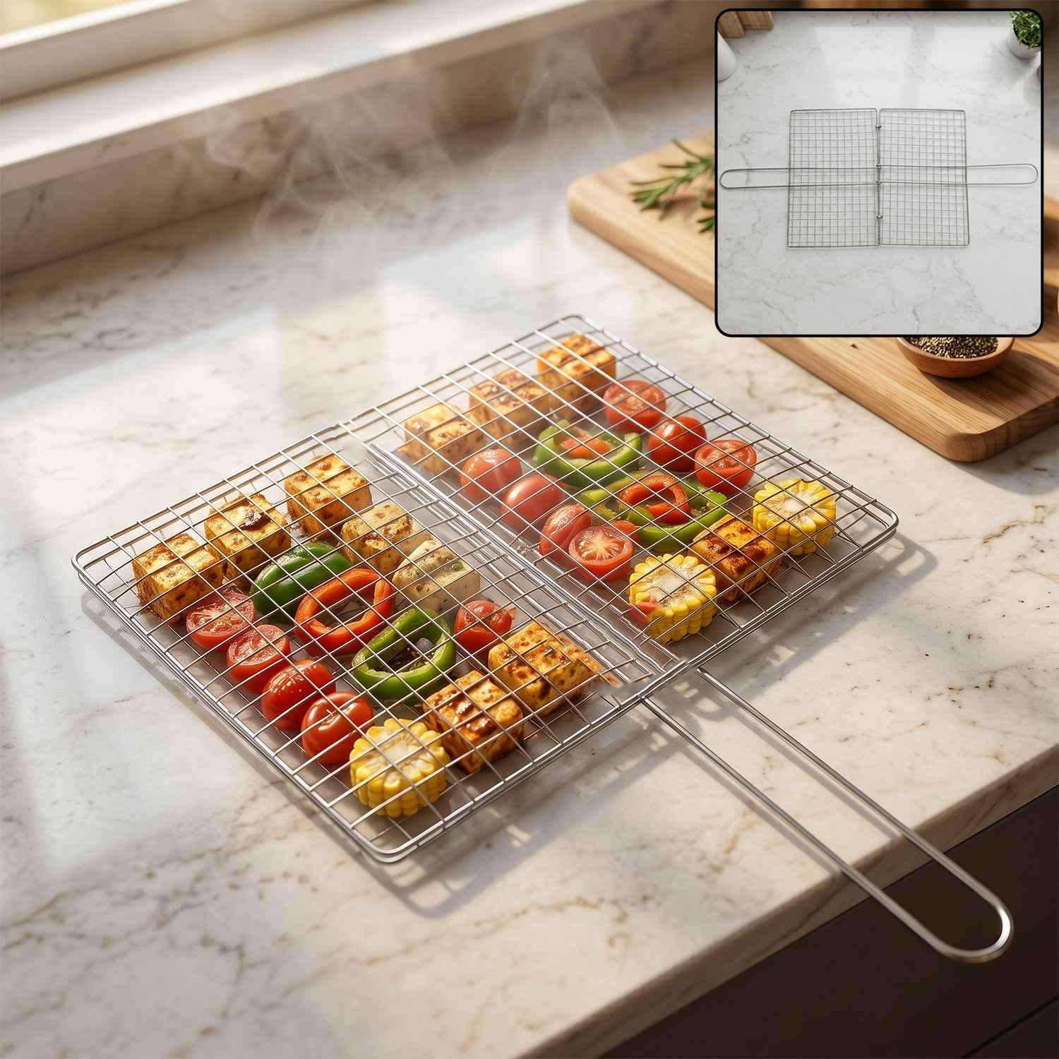 Stainless Steel BBQ Grill Mesh Ð Foldable & Durable for Outdoor Cooking