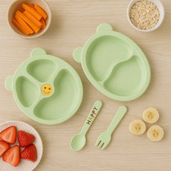 Kids Mealtime Feeding Set – 4-Piece BPA-Free Durable Plate & Spoon Set