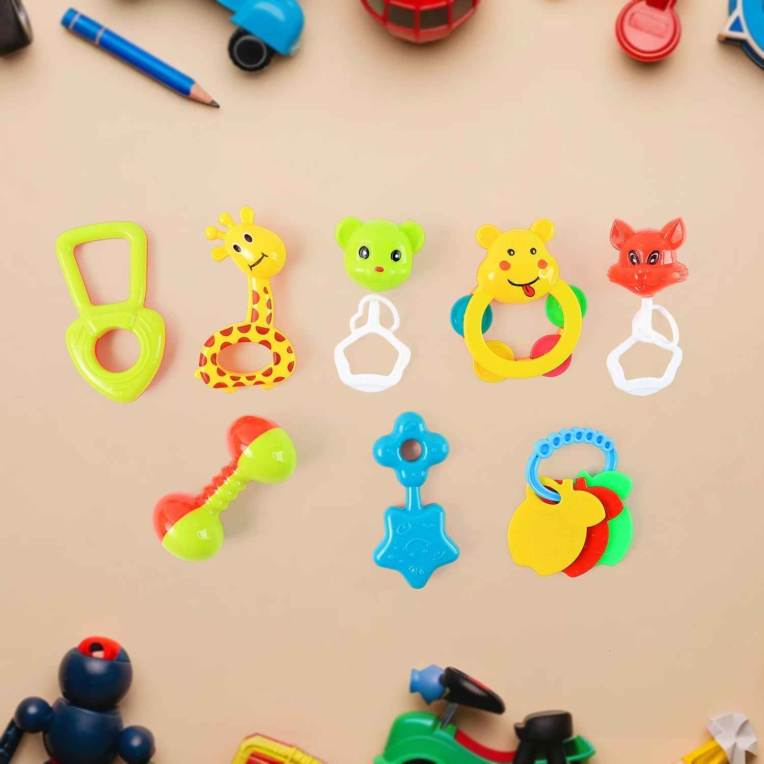 Baby Rattle Set – 8 Pieces of Safe Colorful Toys