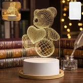 3D Teddy Bear Night Lamp – Captivating Heart Illusion for Kids and Home