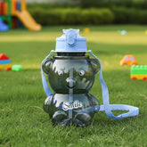 Kids Water Bottle – Cartoon Bear Shape with Straw & Strap