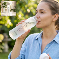 350 ML Frosted Glass Water Bottle Lucky Day Print for Office Travel (1 Pc)