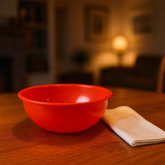 Plastic Serving Bowl 6 Inch – Durable Red Round Deep Bowl