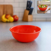 Plastic Serving Bowl 6 Inch – Durable Red Round Deep Bowl