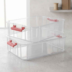 Plastic Transparent Storage Box with Lid 2XL 2 Layer Stackable Organizer (1 Pc)