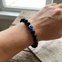 Crystal Beaded Stretch Bracelet – Elegant Dual-Tone Design