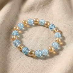 Dual-Tone Crystal Beaded Stretch Bracelet – Elegant Slip-On Design