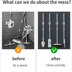 Mop & Broom Holder Clips – Strong Self-Adhesive Grip Set