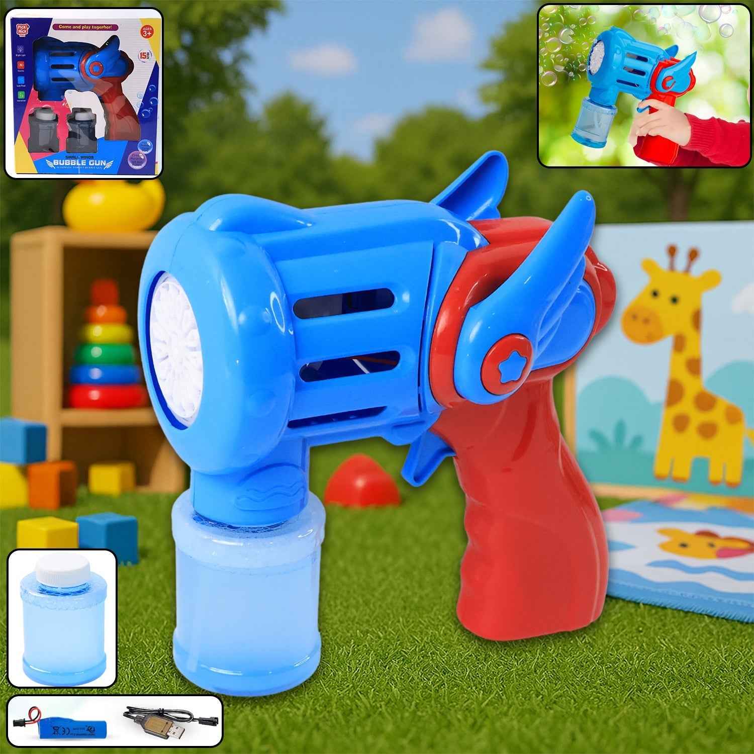 Rechargeable Bubble Gun Toy – USB Charged Automatic Bubble Blower