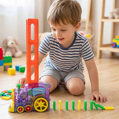 Automatic Domino Laying Train Engine Toy with Light and Music for K...