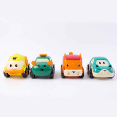 Animal Cartoon Pull-Back Toy Car Set – 4 Vibrant Mini Vehicles