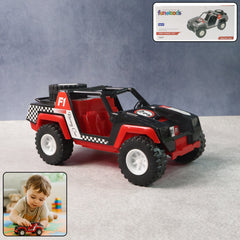 Funwoods free-wheel racing jeep toy car with wide tyres for stable push and go play