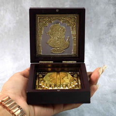 Charan Paduka Gold Finish in Wooden Box – Elegant Pooja Gift