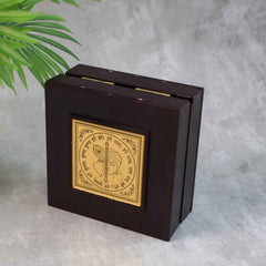 Charan Paduka Gold Finish in Wooden Box – Elegant Pooja Gift