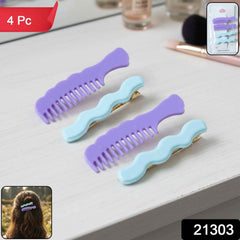 Comb-Shaped Hair Clips Set – Strong Grip Stylish Hair Pins (4 Pc)