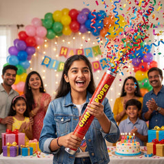 Red Chamki Confetti Party Popper for Birthday Wedding and Celebrati...