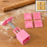 Cookie Biscuit Stamp Mold Set – 4 Decorative Stamps with Press Handle
