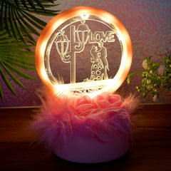 Romantic Round Love Couple Showpiece – Elegant LED Décor Gift