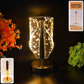 Crystal Table Lamp – Luxury Golden Leaf Design with USB Charging