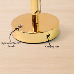 Crystal Table Lamp – Luxury Golden Leaf Design with USB Charging