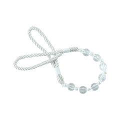 Pearl beaded curtain tieback rope in use for home decor