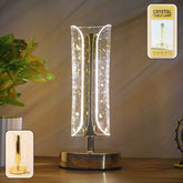Crystal Table Lamp – Elegant LED Glow with Golden Base