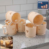 Mini Tea Coffee Mug Set – Elegant Heart Design, 100ML (6 Pieces)