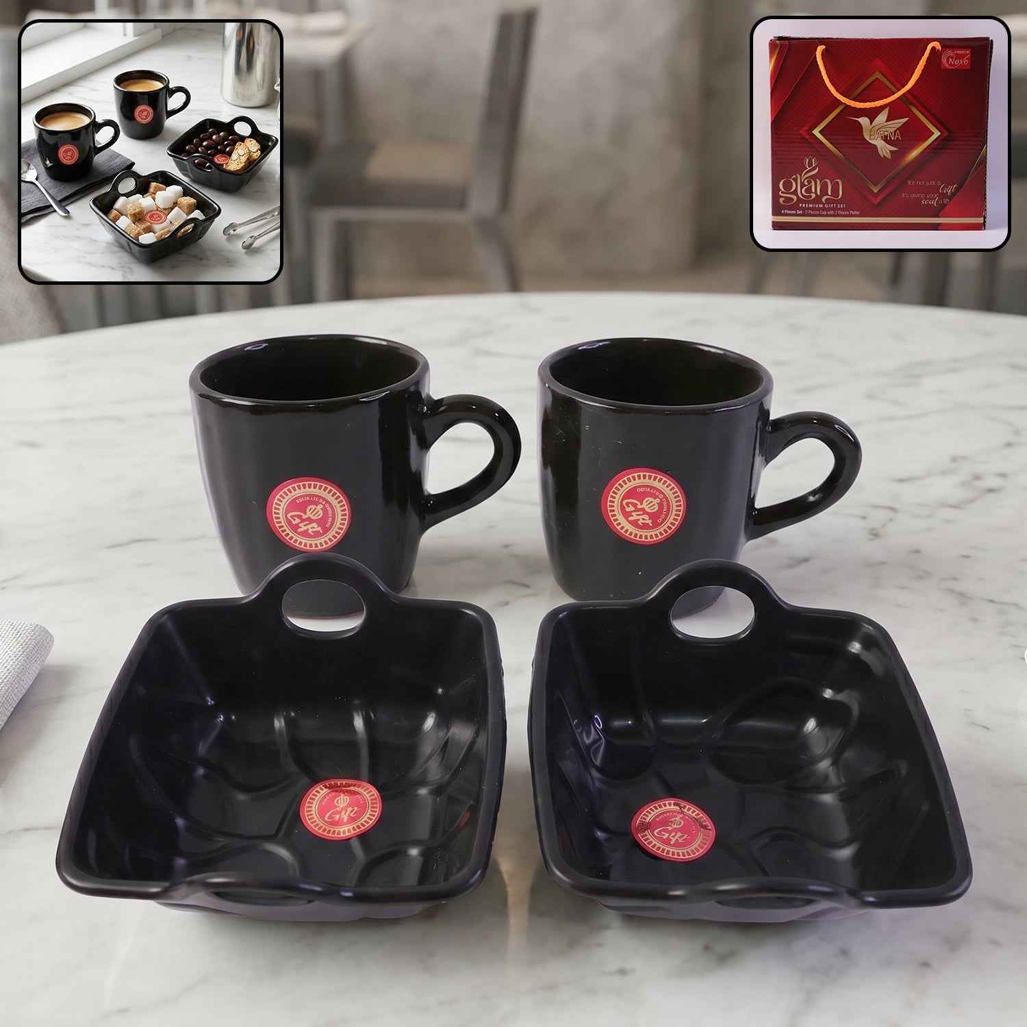 Play Station Ceramic Mug and Bowl Set – 4-Piece | JubileeJoy