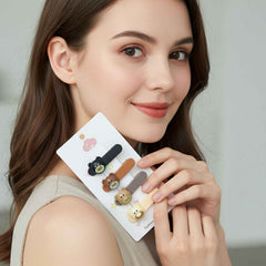 Bear Face Decorative Hair Clips Set – Playful & Secure Hold (4 Pc)
