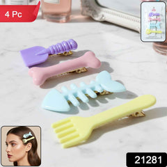 Food Shape Hair Clip Set – Cute 4-Piece Stylish Accessories