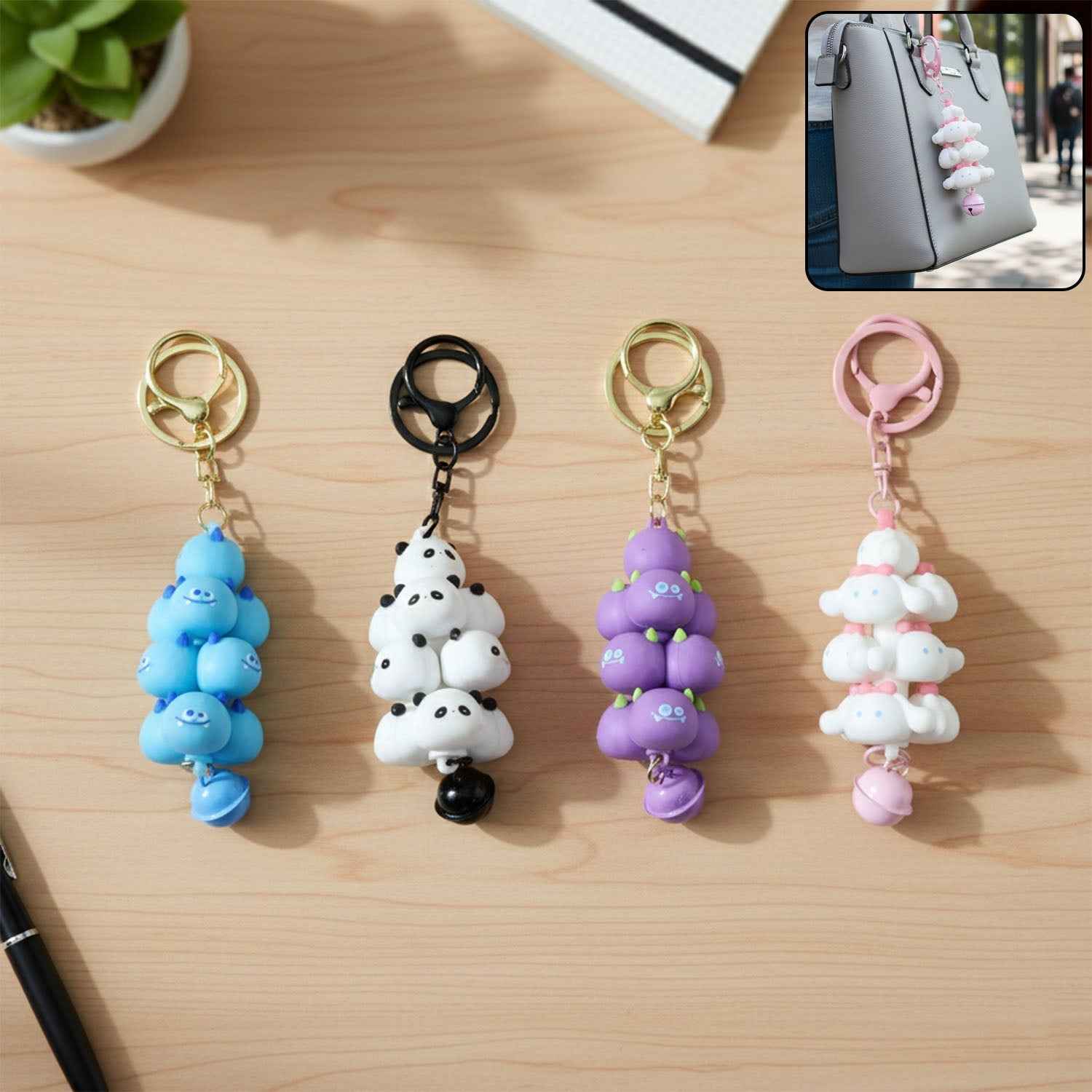 Cloud Keychain with Bell – Cute Cartoon Accessory