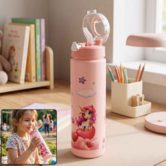 Kids Water Bottle Ð Fun Design with Flip Straw Lid for Easy Drinking